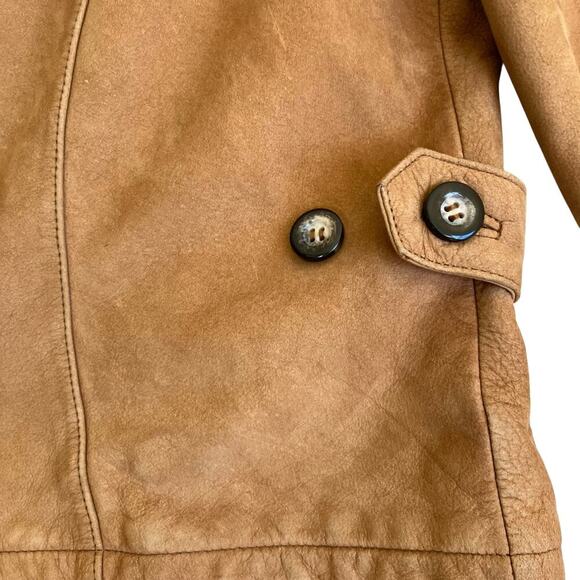 Georgetown Leather Vintage Tan Leather Jacket Waist Length Zip-up Collared Retro - Picture 12 of 16